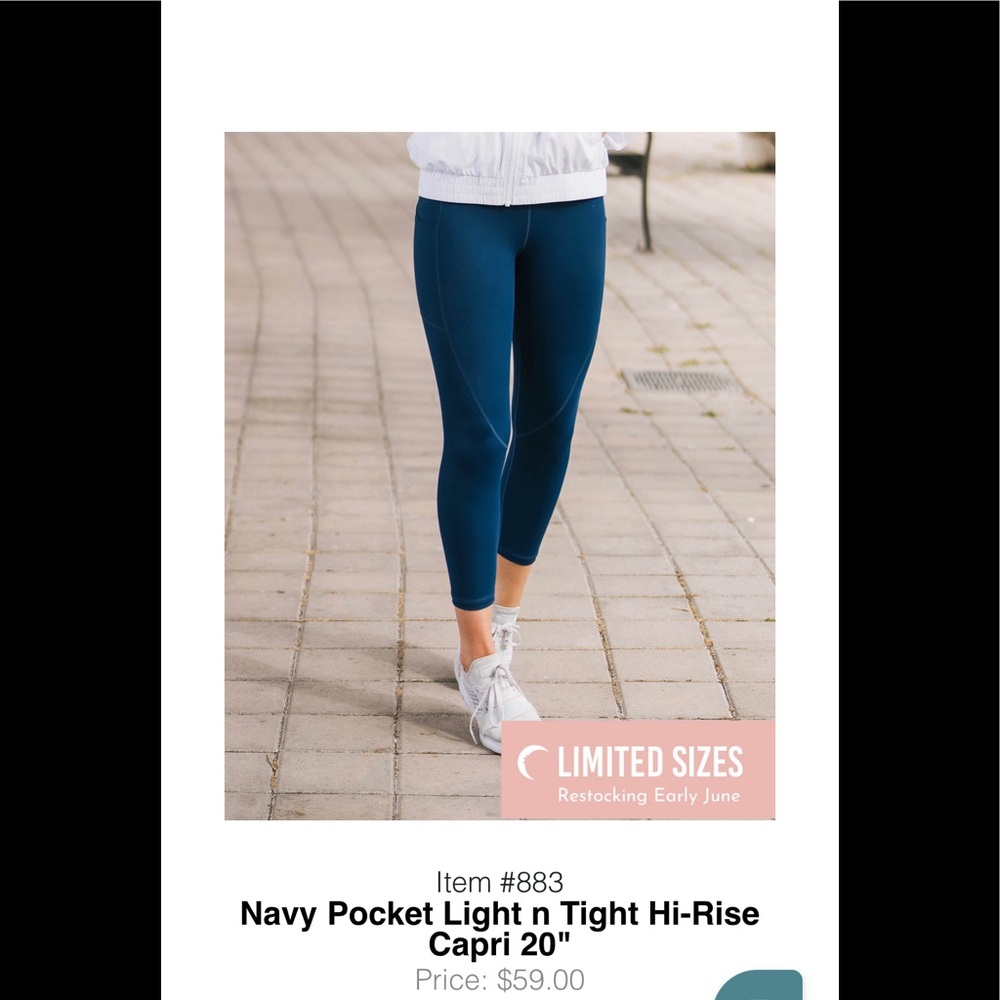 Zyia Navy Capri Light N Tight high rise leggings